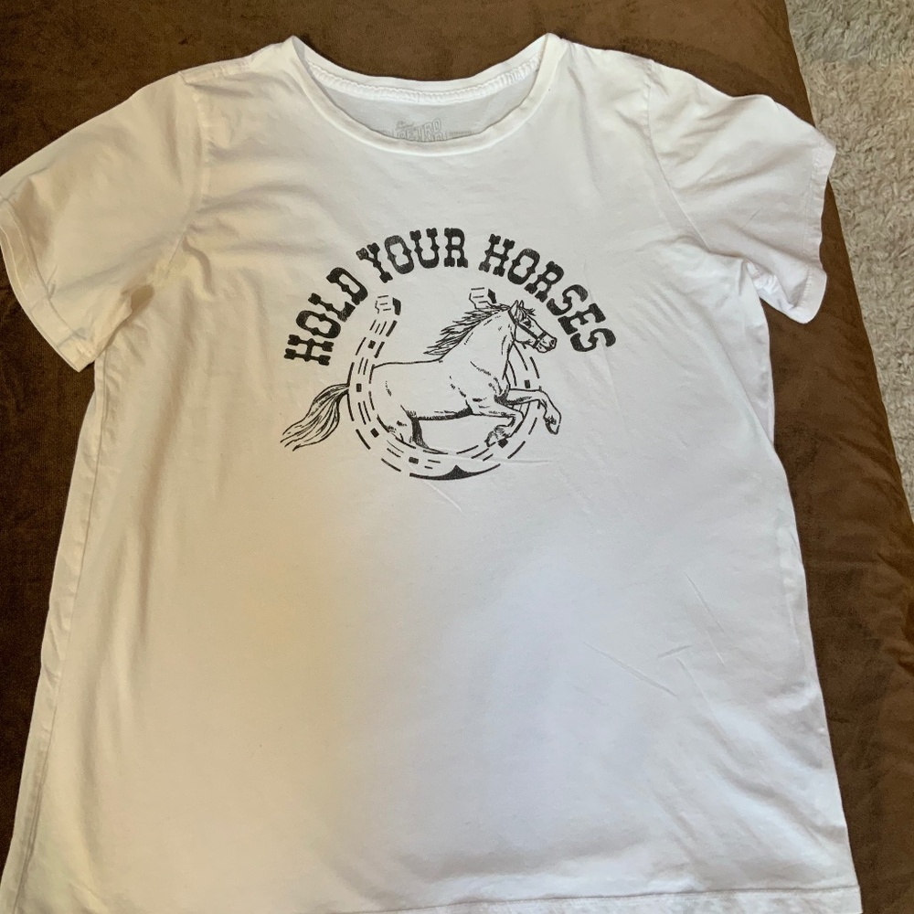 Anthropologie White L Retro Brand Short Sleeve T Western Costal Cowgirl - Picture 5 of 10